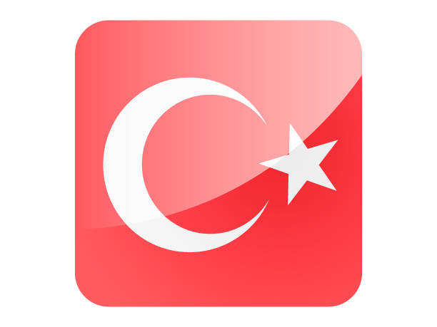 glänzende quadratischen flagge der türkei - 3149 stock-grafiken, -clipart, -cartoons und -symbole