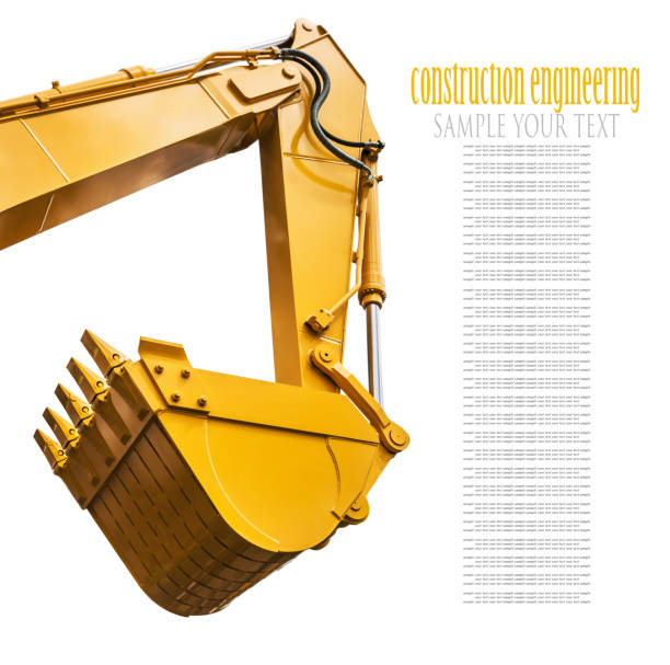 construction bucket on tractor, excavator, grader isolated stock photo