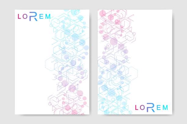 istock Minimal brochure templates, magazine, leaflet, flyer, cover, booklet, annual report, banner. Scientific concept for medical, technology, chemistry. Hexagonal molecule structure. Dna, atom, neurons 997622492