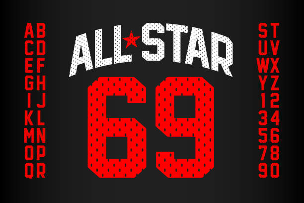 sport einheitliche schrift - basketball trikot stock-grafiken, -clipart, -cartoons und -symbole