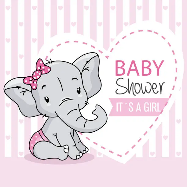 Vector illustration of cute baby elephant