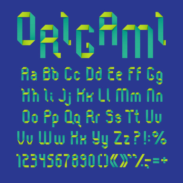 3d 종이 접기 알파벳, sans serif 편지 벡터 - ribbon typescript letter vector stock illustrations