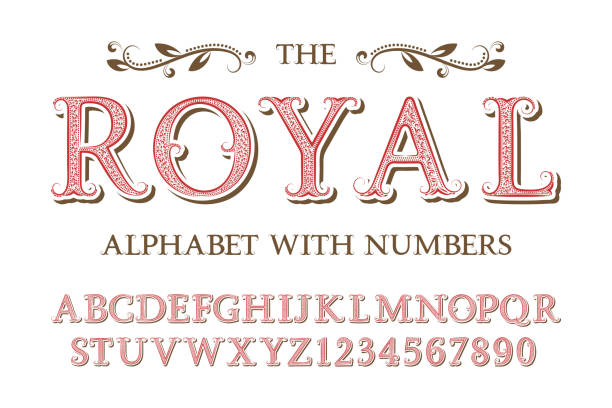 ilustrações, clipart, desenhos animados e ícones de alfabeto real com números no velho estilo vintage inglês. - letter o ornate alphabet decoration