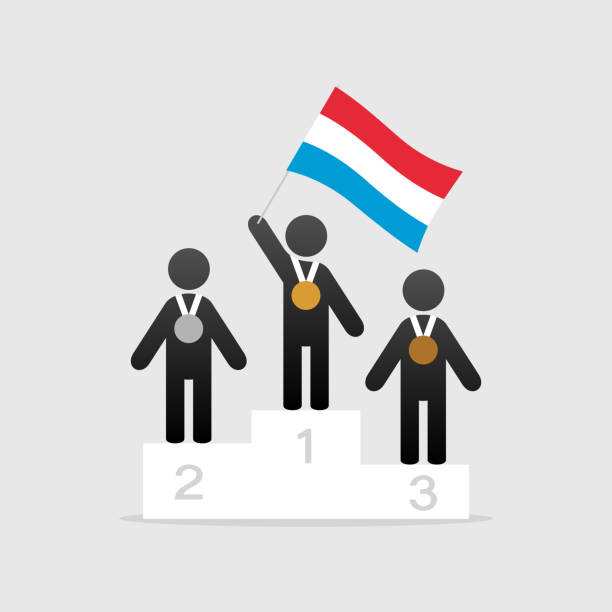 istock Champion with luxembourg flag on winner podium 997661834