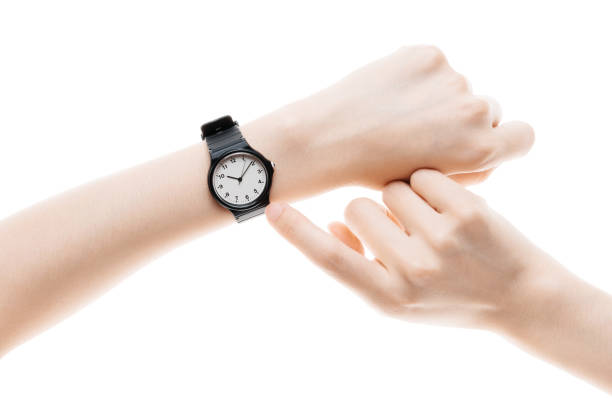 istock Hand with watch isolated on white background 997665418