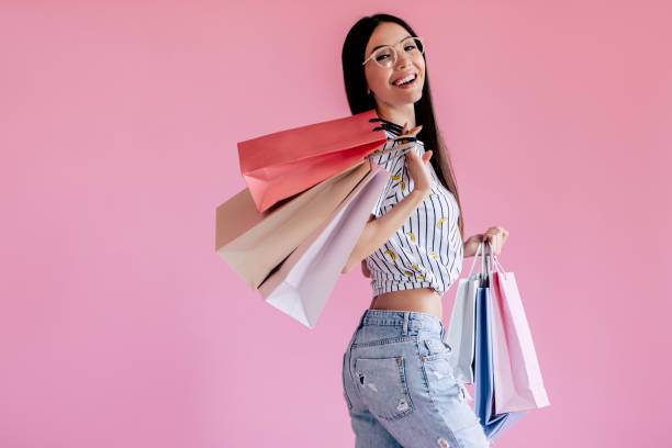 Young girl on pink background