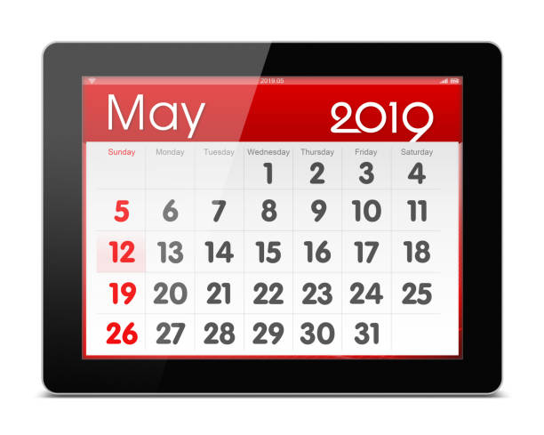 istock May 2019 Calender on digital tablet (Clipping path!) isolated on white background 997672714