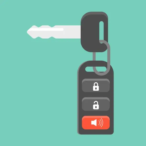 Vector illustration of flat design vector, Remote car key with lock, unlock and alarm button