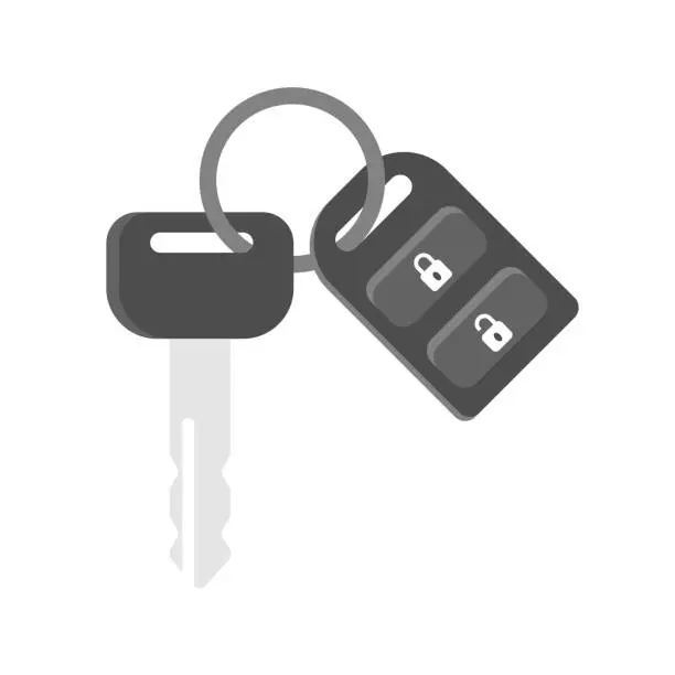 Vector illustration of flat design vector, car key with remote