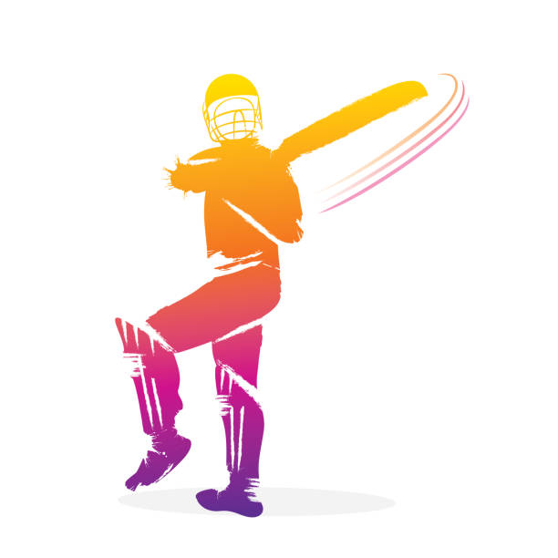 cricket player hitting shot cricket player hitting big shot , player design by brush stroke batsman stock illustrations