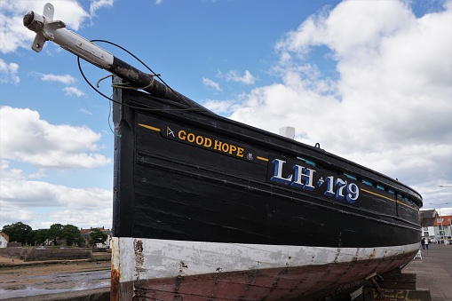 Anstruther, Scotland - June 21, 2018: This small boat with the name 