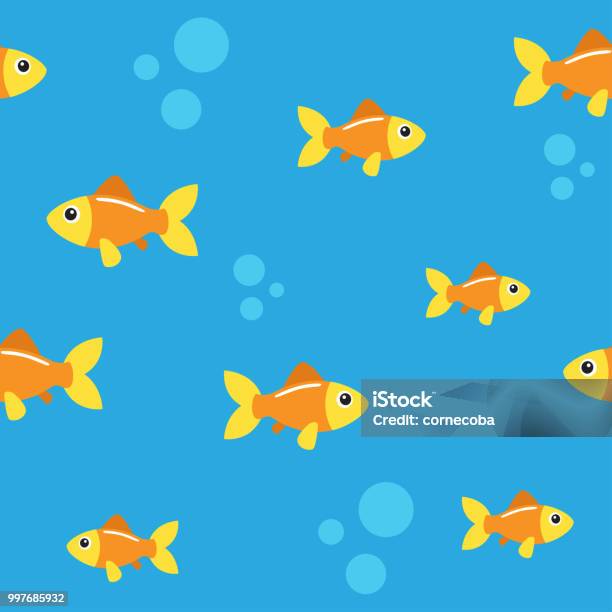 Gold Fish Seamless Pattern Stock Illustration - Download Image Now ...