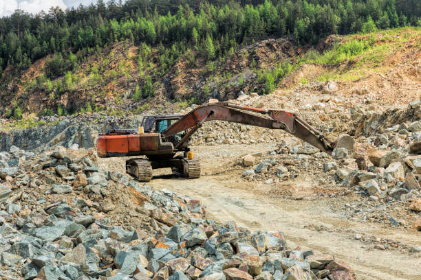istock Crawler excavator clears the mountain road after crash 997686960