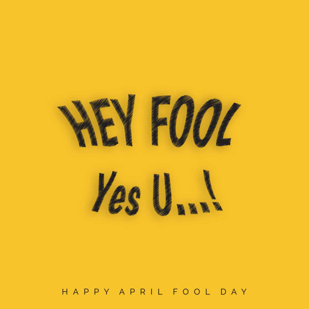 istock April Fools Day lettering typography on yellow background for greeting card, ad, promotion, poster, article, marketing, signage, email. Vector illustration. 997693642