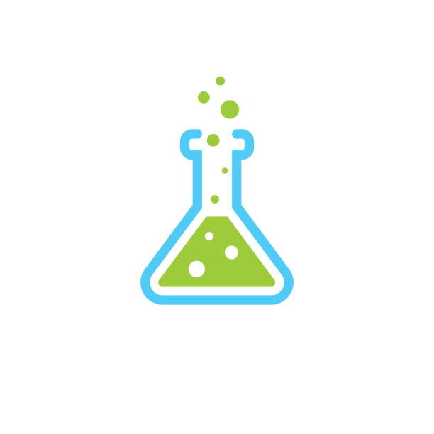 Science lab flask - chemical laboratory - chemistry research - flat vector illustration isolated on white background. Science lab flask - chemical laboratory - chemistry research - flat vector illustration isolated on white background flask funnel stock illustrations