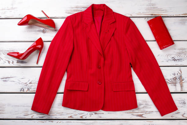 istock Red feminine jacket, shoes and wallet. 997698532
