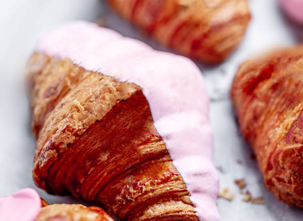istock Fresh homemade croissants with various toppings. Top view. 997708350