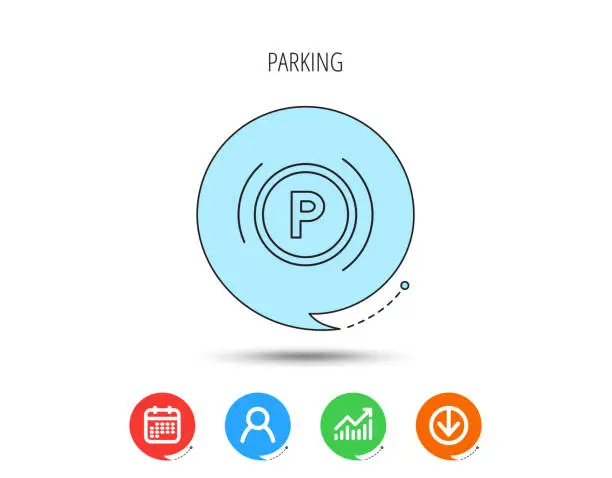 Vector illustration of Parking icon. Dashboard sign.