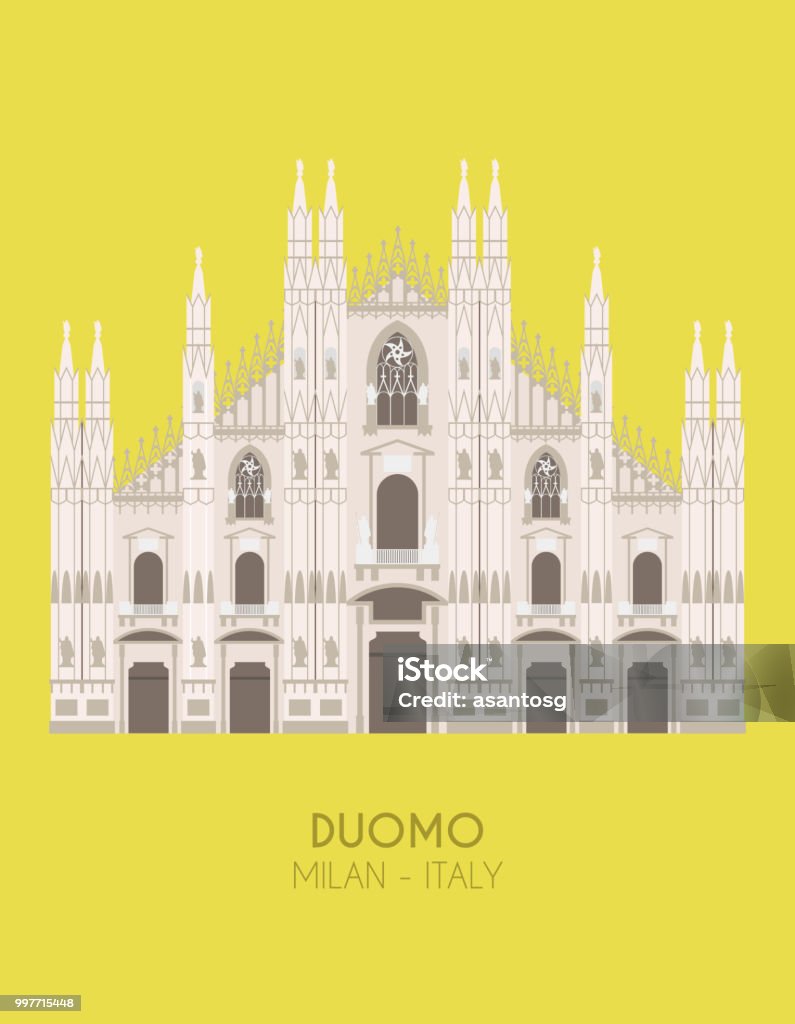 Poster di design moderno con sfondo colorato del Duomo di Milano (Milano, Italia). Illustrazione vettoriale - arte vettoriale royalty-free di Milano