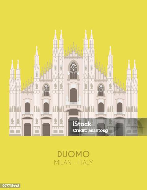 Poster Di Design Moderno Con Sfondo Colorato Del Duomo Di Milano Illustrazione Vettoriale - Immagini vettoriali stock e altre immagini di Milano