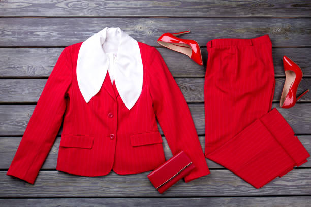istock Red women's formal business clothes and accessories. 997724198