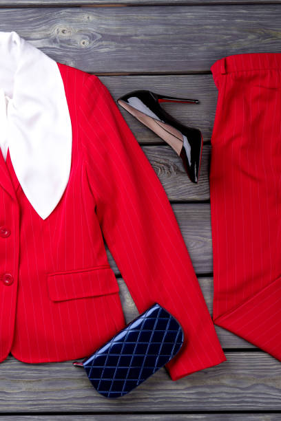 istock Top view red women's business outfit. 997724432