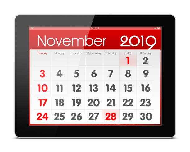 istock November 2019 Calender on digital tablet (Clipping path!) isolated on white background 997736972