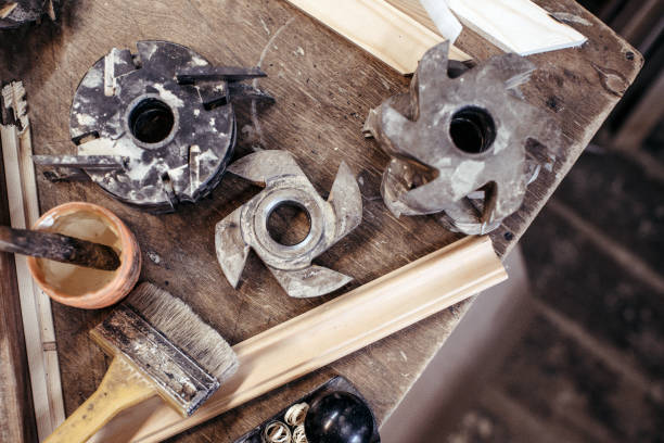 istock Closeup of carpentry tools in carpentry workshop. 997737848