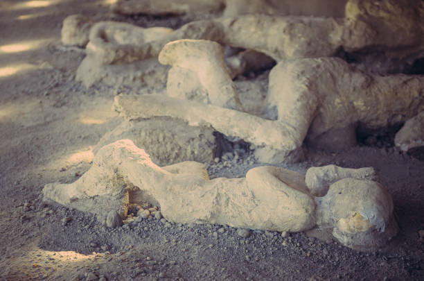 victim of the eruption's death in Pompeii some plaster casts of the victim of the eruption's death still in actual Pompeii. The city is mainly famous for the ruins of the ancient city of Pompeii, destroyed by the eruption of Vesuvius europa mythological character photos stock pictures, royalty-free photos & images