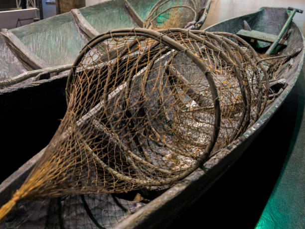 istock Old boat with fishing gear. Background 997752298