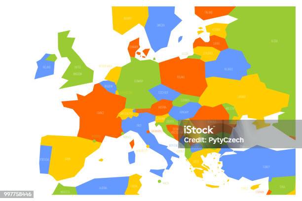 Political Map Of Central And Southern Europe Simlified Schematic Vector Map In Four Color Scheme Stock Illustration - Download Image Now