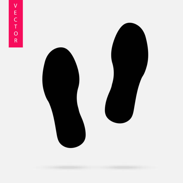 인쇄물 밑 창 신발 icon.shoes 인쇄 icon.vector - shoe print stock illustrations
