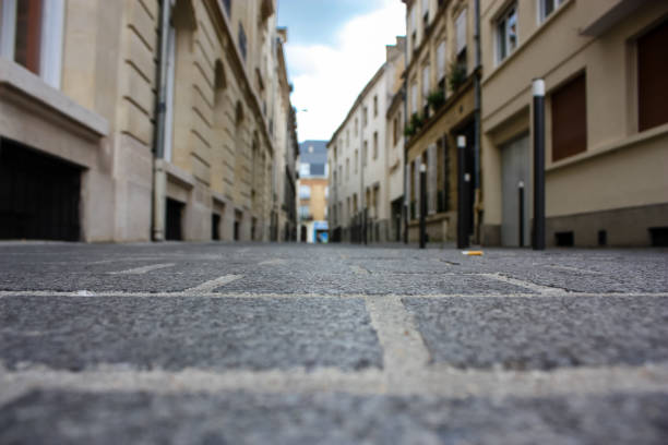 Reims France July 03, 2018 View of traditional buildings in the streets in the city center of Reims in the afternoon