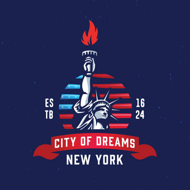 뉴욕-시티의 꿈 t 셔츠 의류 패션 디자인. - armorial stock illustrations