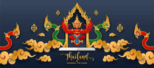 Vector illustration of Thailand travel concept The Most Beautiful Places To Visit In Thailand in flat style.