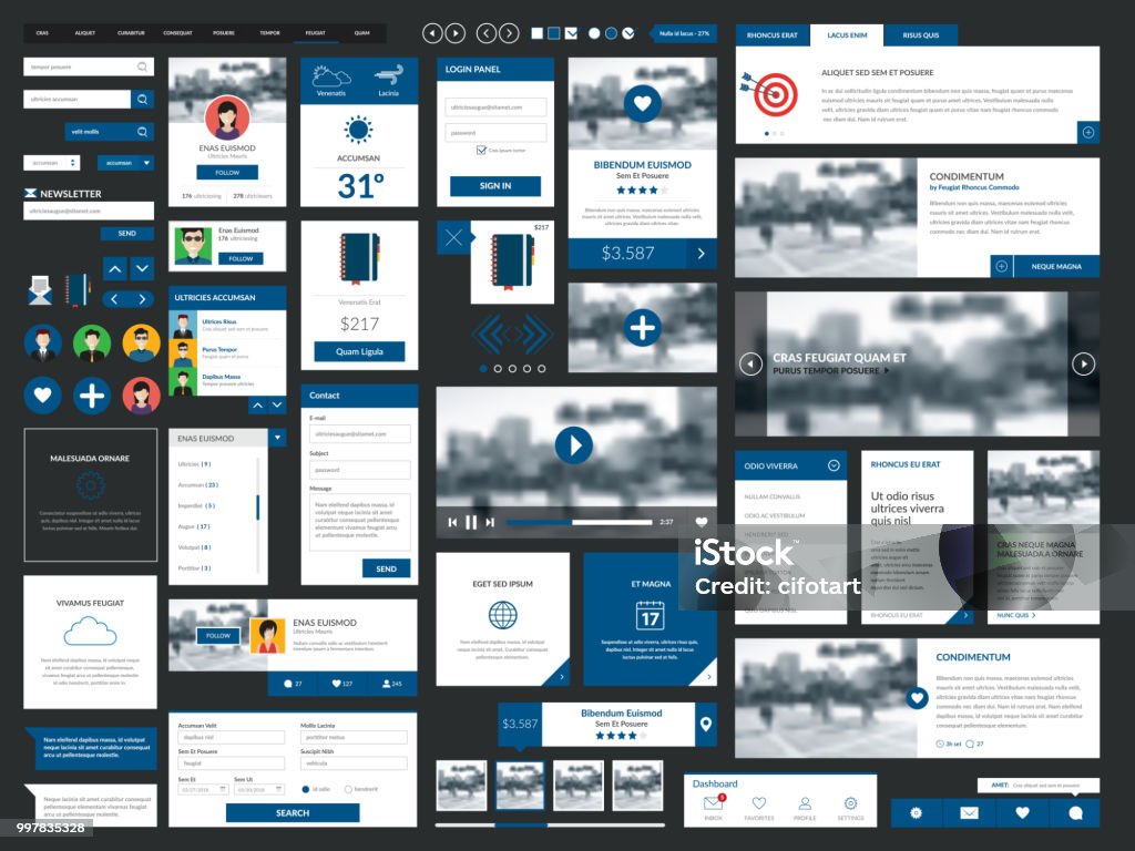 Modern Software Gui Clean Modern Graphical User Interface Set Stock Illustration - Download ...