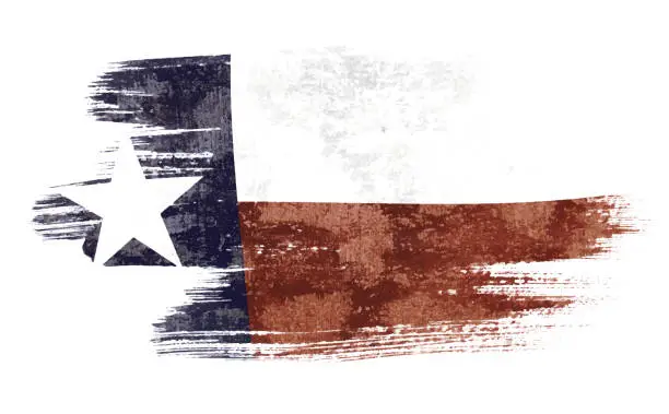 Vector illustration of Art brush watercolor painting of Texas flag blown in the wind isolated on white background eps 10 bector illustration.