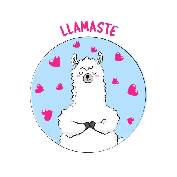 Vector illustration of Cute cartoon llama, doodle vector illustration.