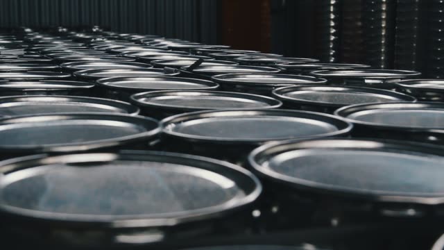 Metal barrels.