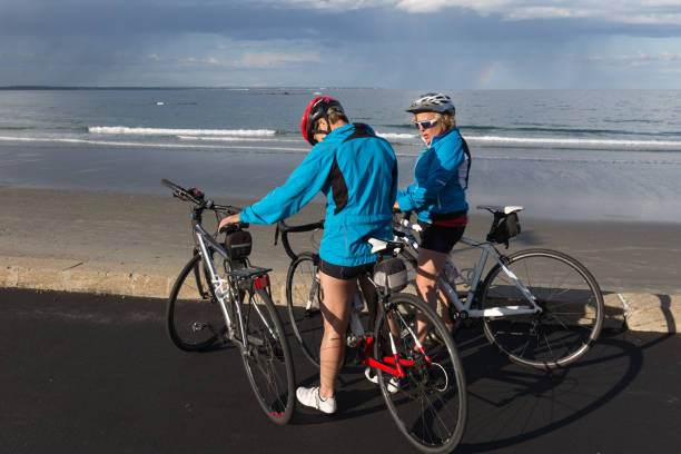 Riding a bike near the ocean