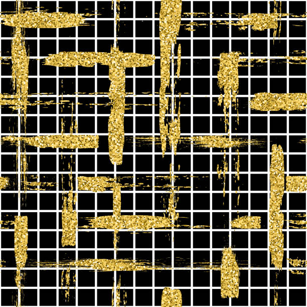 istock Modern seamless pattern with glitter brush stripes and strokes. Golden, white color on black background. Hand painted grange texture. Shiny spark elements. Fashion modern style. Repeat fabric print. 997935076