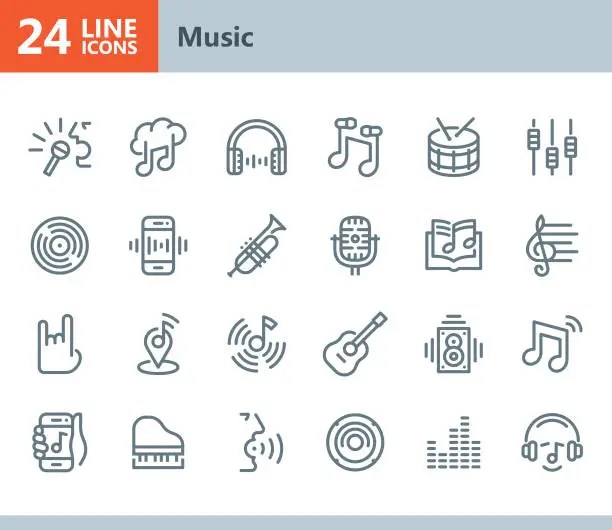 Vector illustration of Music - line vector icons