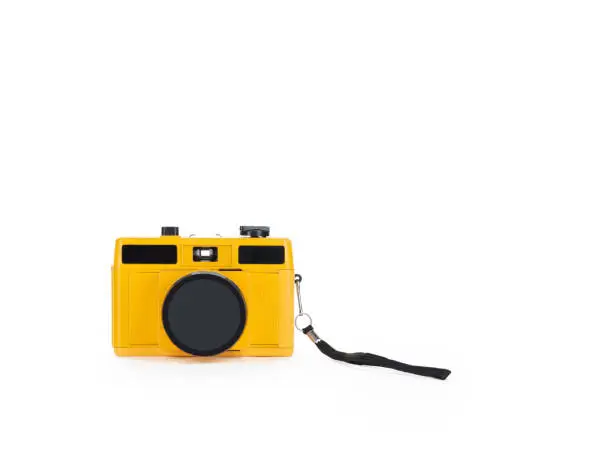 Photo of Isolated toy camera with lens cap