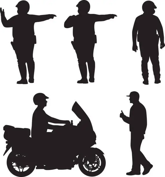 Vector illustration of Police Silhouettes
