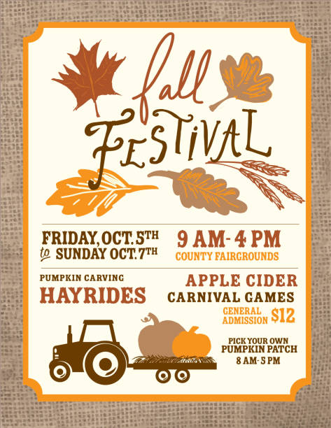 Autumn Fall Harvest Festival poster invitation design template Vector illustration of an Autumn Fall Harvest Festival poster invitation design template. Includes cornucopia horn with lot's of fruits, vegetables, wheat, sunflowers, gourds, squash flowers and autumn leaves. Easy to edit with layers. harvest festival stock illustrations