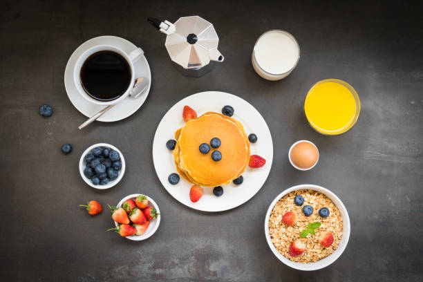 Directly Above Shot Of Cake Slice And Coffee On Table