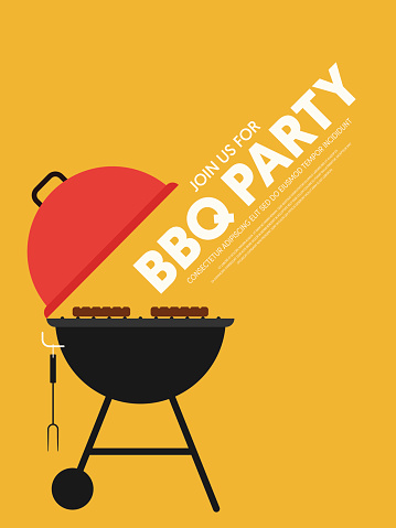 BBQ invitation modern retro vintage style. Design element template can used background, poster, backdrop, publication, vector illustration