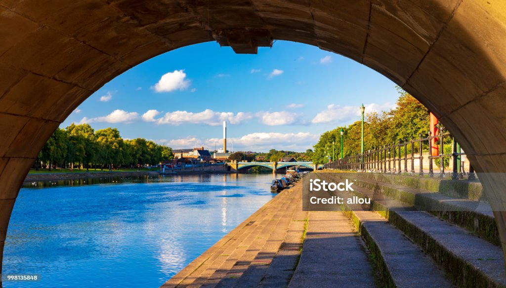 River Trent bridges and reflections in Nottingham Reflections on the river Trent late in the afternoon on a spring day Nottingham Stock Photo