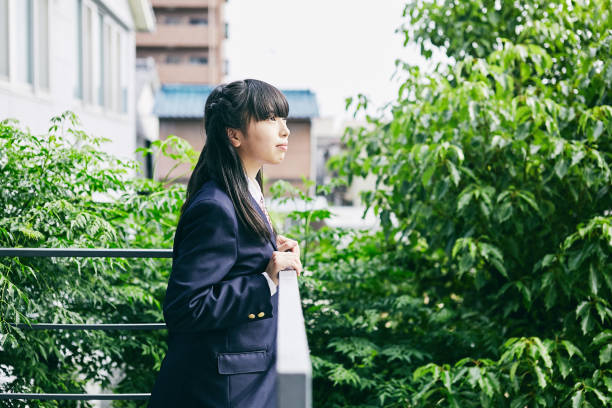 Japanese students routinely at school