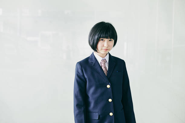 Japanese students routinely at school